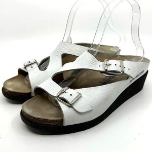 Mephisto Women's Hannel Slide Leather Sandals Light Gray Nubuck 38!EU/ 8.5 US